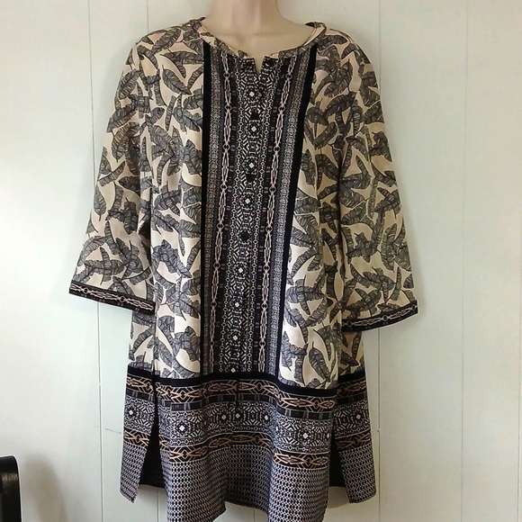 3/4 Sleeve Button-down Tunic Style Top size L - Picture 1 of 9